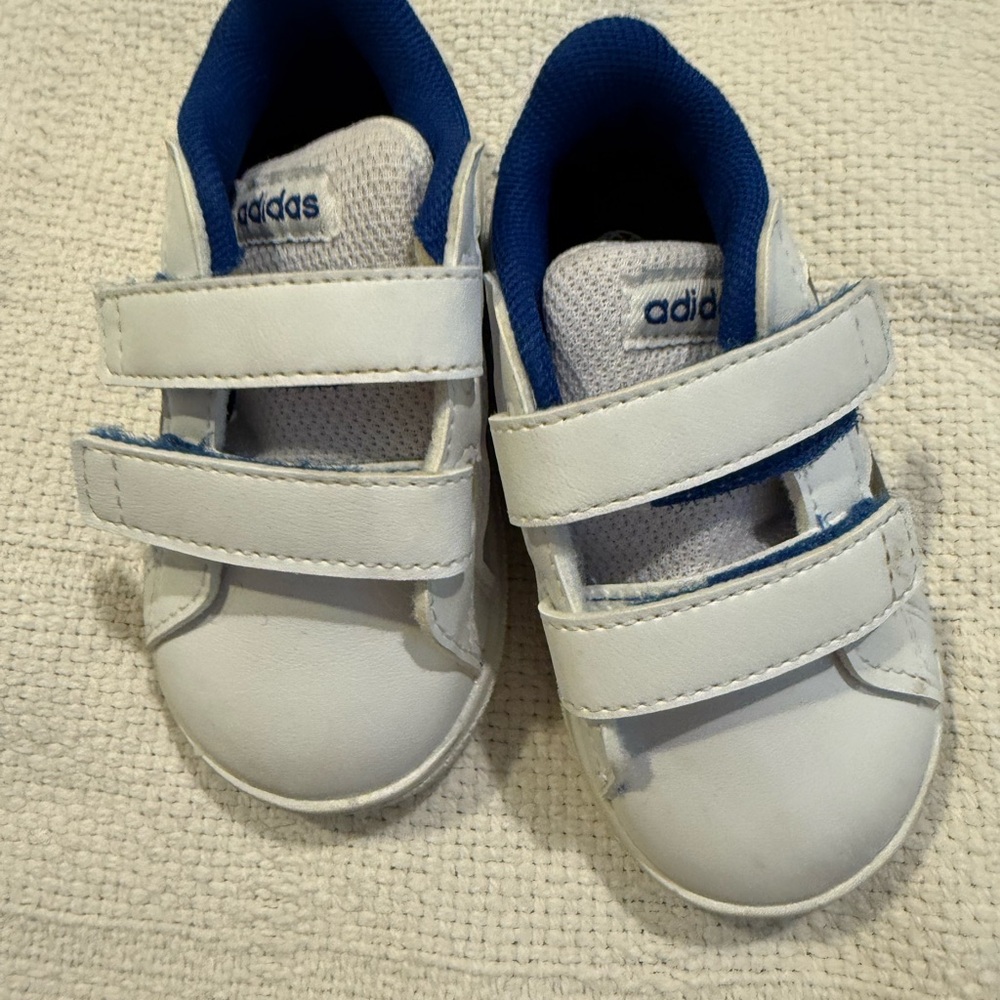 Adidas Kids White and Navy Sneakers